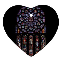 Chartres-cathedral-notre-dame-de-paris-amiens-cath-stained-glass Heart Ornament (two Sides)