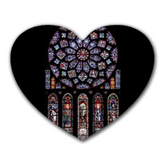 Chartres-cathedral-notre-dame-de-paris-amiens-cath-stained-glass Heart Mousepads by Sudhe