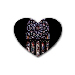 Chartres-cathedral-notre-dame-de-paris-amiens-cath-stained-glass Heart Coaster (4 Pack)  by Sudhe