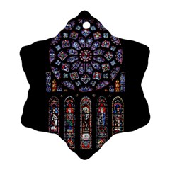 Chartres-cathedral-notre-dame-de-paris-amiens-cath-stained-glass Ornament (snowflake) by Sudhe