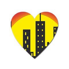 Skyline-city-building-sunset Heart Magnet