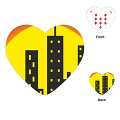 Skyline-city-building-sunset Playing Cards Single Design (heart)