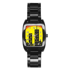 Skyline-city-building-sunset Stainless Steel Barrel Watch by Sudhe