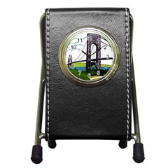 Bridge-vintage-clip-art-color Pen Holder Desk Clock