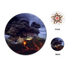 Landscape-volcano-eruption-lava Playing Cards Single Design (round)