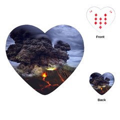 Landscape-volcano-eruption-lava Playing Cards Single Design (heart) by Sudhe