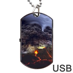 Landscape-volcano-eruption-lava Dog Tag Usb Flash (two Sides)