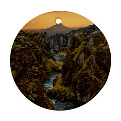 Landscape-cannon-river-mountain Ornament (round)