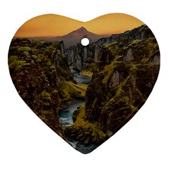 Landscape-cannon-river-mountain Ornament (heart)