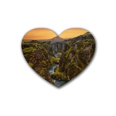 Landscape-cannon-river-mountain Heart Coaster (4 Pack) 