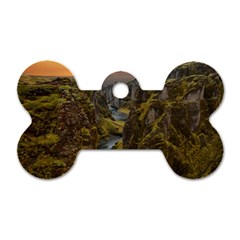 Landscape-cannon-river-mountain Dog Tag Bone (two Sides)