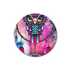 Owl Dreamcatcher Magnet 3  (round)