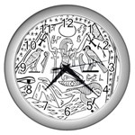 Egyptian-hieroglyphics-history-seb Wall Clock (Silver) Front