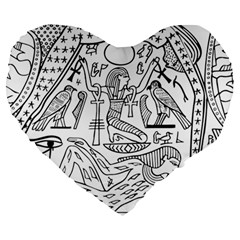 Egyptian-hieroglyphics-history-seb Large 19  Premium Heart Shape Cushions by Sudhe