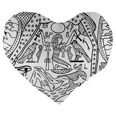 Egyptian-hieroglyphics-history-seb Large 19  Premium Flano Heart Shape Cushions