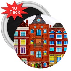 Town-buildings-old-brick-building 3  Magnets (10 Pack)  by Sudhe