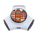 Town-buildings-old-brick-building 3-Port USB Hub Front