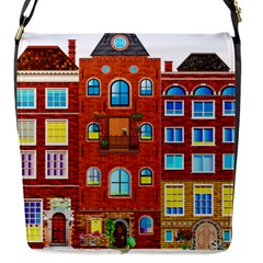 Town-buildings-old-brick-building Flap Closure Messenger Bag (s) by Sudhe