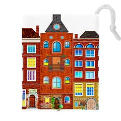 Town-buildings-old-brick-building Drawstring Pouch (5xl) by Sudhe