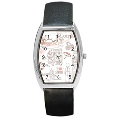 London-paris-drawing-vector-london-comics Barrel Style Metal Watch