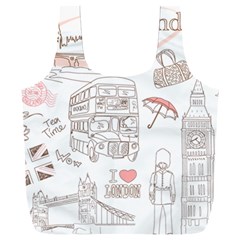 London-paris-drawing-vector-london-comics Full Print Recycle Bag (xxl) by Sudhe