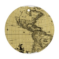 Map-vintage-old-ancient-antique Ornament (round)