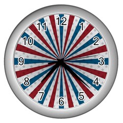 Usa-deco-background Wall Clock (silver)