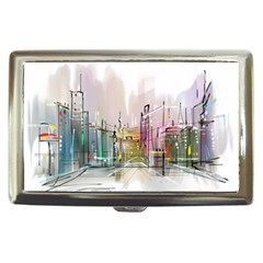 Drawing-watercolor-painting-city Cigarette Money Case