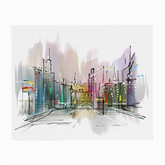 Drawing-watercolor-painting-city Small Glasses Cloth (2 Sides)