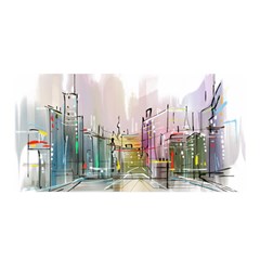 Drawing-watercolor-painting-city Satin Wrap