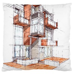 Rag-flats-onion-flats-llc-architecture-drawing Graffiti-architecture Large Cushion Case (one Side)