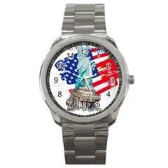 Statue Of Liberty Independence Day Poster Art Sport Metal Watch