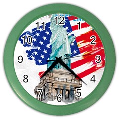 Statue Of Liberty Independence Day Poster Art Color Wall Clock