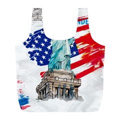 Statue Of Liberty Independence Day Poster Art Full Print Recycle Bag (l) by Sudhe