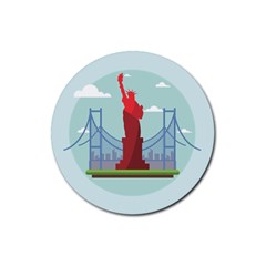 New-york-usa-liberty-landmark Rubber Round Coaster (4 Pack) 