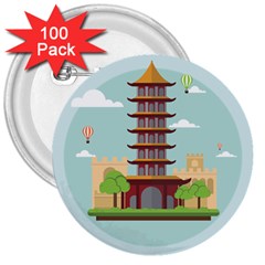 China-landmark-landscape-chinese 3  Buttons (100 Pack) 