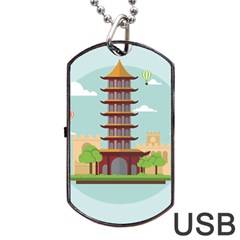 China-landmark-landscape-chinese Dog Tag USB Flash (One Side)