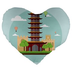 China-landmark-landscape-chinese Large 19  Premium Heart Shape Cushions