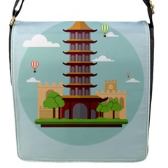 China-landmark-landscape-chinese Flap Closure Messenger Bag (S)