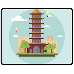 China-landmark-landscape-chinese Double Sided Fleece Blanket (Medium) 