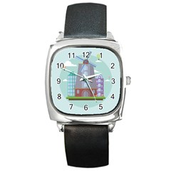 Amsterdam-landmark-landscape Square Metal Watch