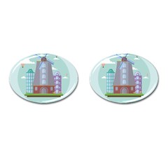 Amsterdam-landmark-landscape Cufflinks (oval) by Sudhe