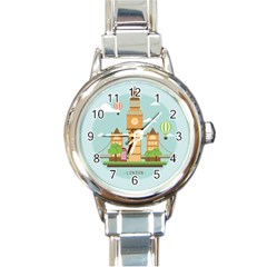 London-watch-landmark-england Round Italian Charm Watch by Sudhe