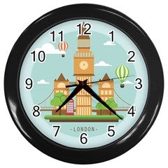 London-watch-landmark-england Wall Clock (black)