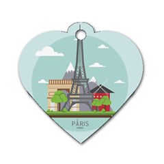 Paris-france-french-europe-travel Dog Tag Heart (two Sides)