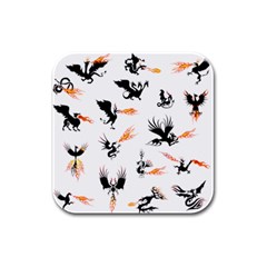 Dragon-phoenix-fire-bird-ancient Rubber Square Coaster (4 Pack) 