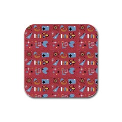 50s Red Rubber Square Coaster (4 Pack) 