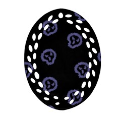 Purple Skulls On Dark Background Ornament (oval Filigree) by SychEva