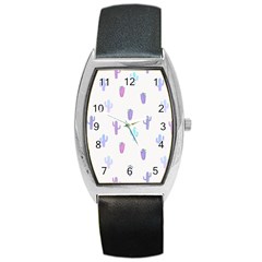 Purple And Blue Cacti Barrel Style Metal Watch by SychEva