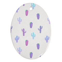 Purple And Blue Cacti Oval Ornament (two Sides) by SychEva